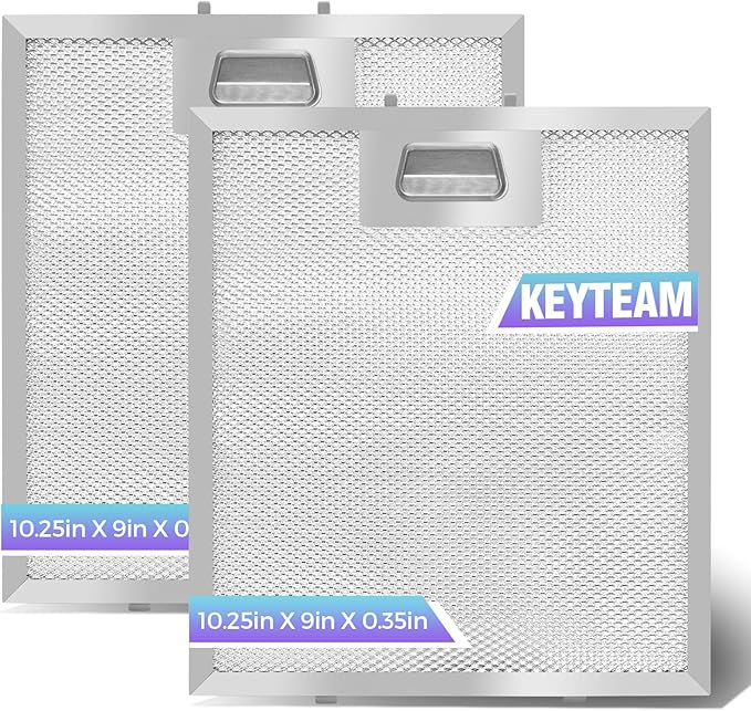 2 Pack-S97018029 Range Hood Filter Replacement, Upgraded Stainless steel frame and Locking clips,5-Layer Aluminum Mesh Hood Vent Grease Filter for Broan B5 Series, Alternative 1932913, 9"x10.25"x0.35"