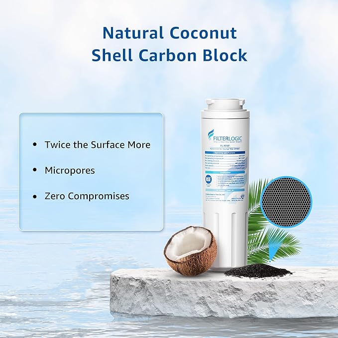 Filterlogic UKF8001 Replacement for EveryDrop Filter 4, Whirlpool EDR4RXD1, Maytag 4396395, UKF8001AXX-200, UKF8001AXX-750, 46-9006, Puriclean II, FMM-2, FL-RF07, Refrigerator Water Filter, Pack of 4