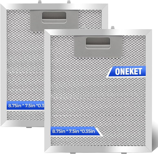 W10915369 Range Hood Filter 2 Pack - Aluminum Frame & Mesh, Universal Grease Filter (8.75"x7.5"x0.35") by oneket