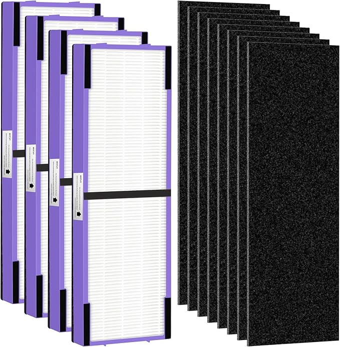 APPLIANCEMATES FLT4850PT HEPA Filter B Replacement for Germ Guardian Air Purifier AC4850, AC4825, AC4850PT, AC4300, AC4900, CDAP4500, 4 Packs HEPA Filters and 8 Packs Pre-Filters