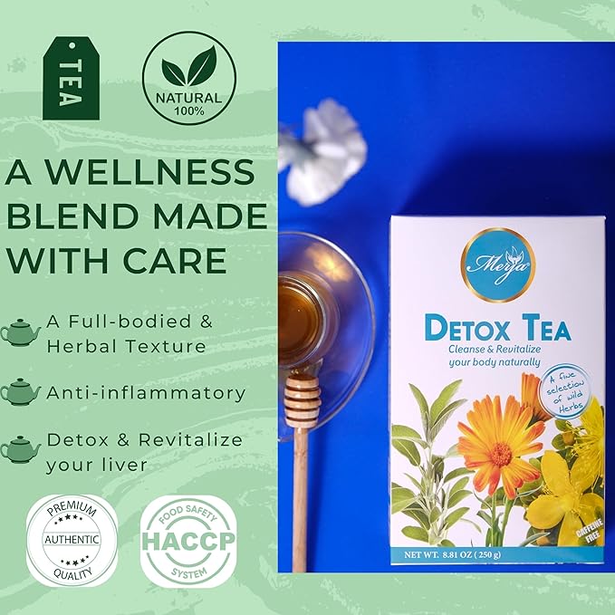 Merja Herbs Detox Tea [250g] Liver Cleanse & Body Detox | Caffeine Free Tea for Adults, Premium Quality Leaves
