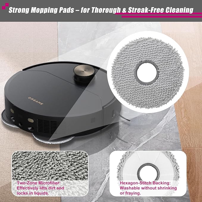 Accessories Kit for Dreame X40 Ultra L40 Ultra MOVA P10 Pro Ultra Robot Vacuum Cleaner, 2 Main Brushes, 4 HEPA Filters, 4 Mop Pads, 4 Vacuum Bags, 6 Side Brushes, 1 Cleaning Brush, 1 Screwdriver