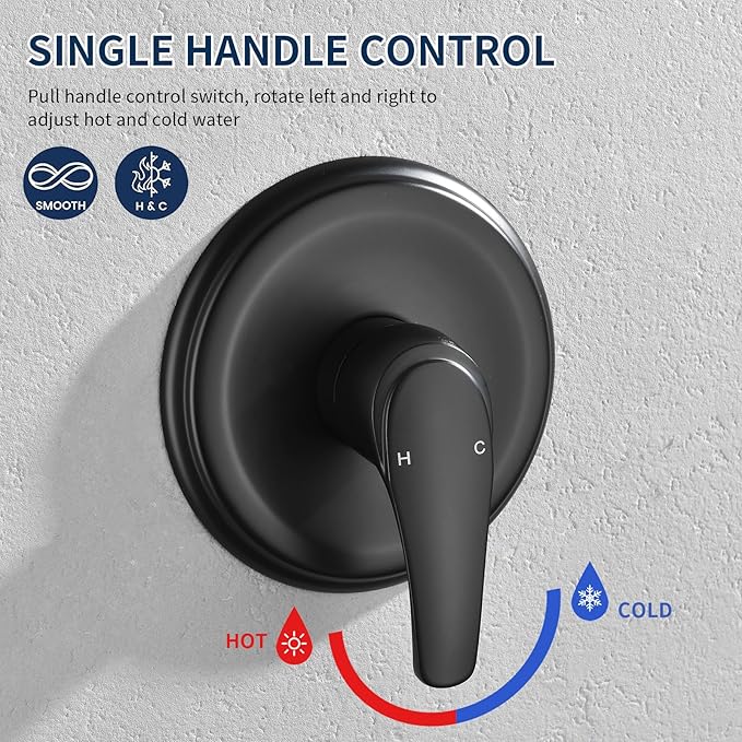 Matte Black Shower Faucet Set Complete Shower Kit Shower Systems Dual Shower Head and Handheld 2 in 1 Combo Set Shower Trim Kit Shower Fixtures