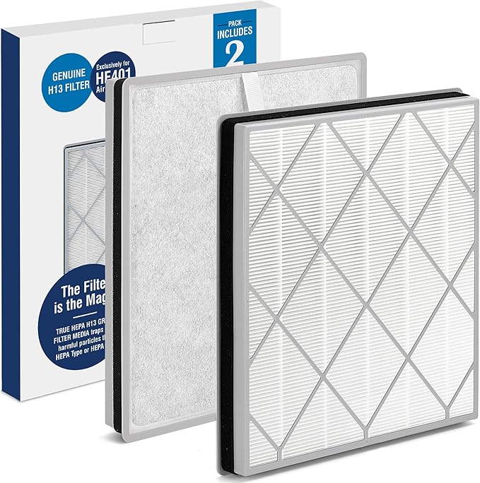 HE401 Filter Replacement for Shark Air Puri-fier 4 Filter Replacement, Compatible with Shark Air Puri-fier 4 HE400 HE401 HE402 HE405, 2-Pack H13 True HEPA with Advanced Odor Lock Filter