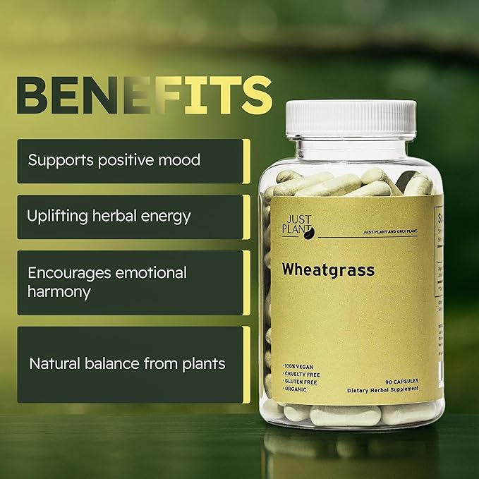 Organic Wheatgrass Capsules 500 mg, 90 Capsules | Vegan, Gluten-Free | Green Superfood Supplement for Detox, Energy, Digestion & Immune Support