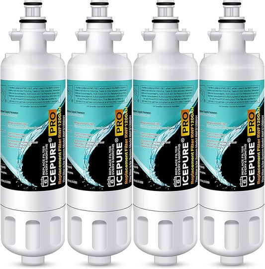 ICEPURE PRO ADQ36006101 NSF/ANSI 401 Certified Replacement for LG LT700P Kenmore Elite 46-9690 ADQ36006102 HDX FML-3 LFX28968S LFXS29626S RWF1200A Refrigerator Water Filter,4 PACK