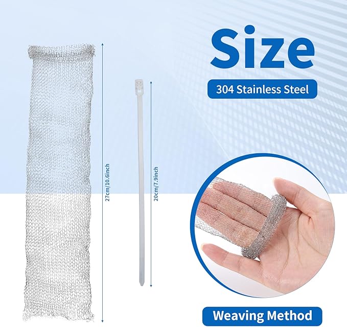 24 Pieces Lint Traps Stainless Steel Washing Machine Lint Snare Traps Laundry Mesh Washer Hose Filter with 24 pcs Cable Ties