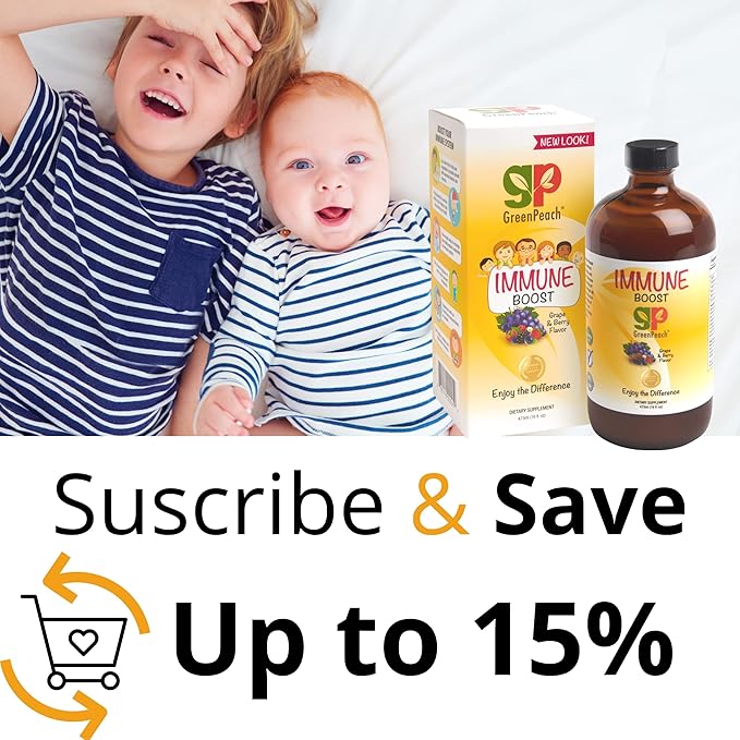 GreenPeach Liquid Immune Support for Kids – Organic Elderberry Syrup with Vitamin C, D, E & Zinc | Toddler & Infant Immune Booster