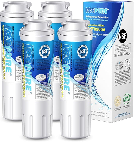 ICEPURE UKF8001 Refrigerator Water Filter Replacement for EveryDrop EDR4RXD1, Whirlpool Filter 4, Maytag UKF8001AXX-200, UKF8001P, 4396395, 469006, Puriclean II, FMM-2, RWF0900A 4PACK
