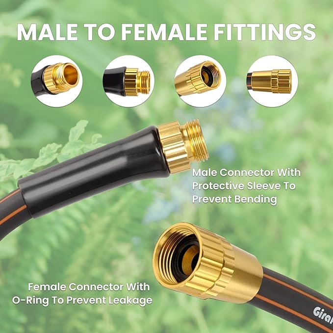 Giraffe Tools Garden Leader Hose 5/8 inch x 2.5ft, Short Water Hose Heavy Duty, Flexible, Lightweight Hybrid Hose with Bend Protection, Male to Female Fittings