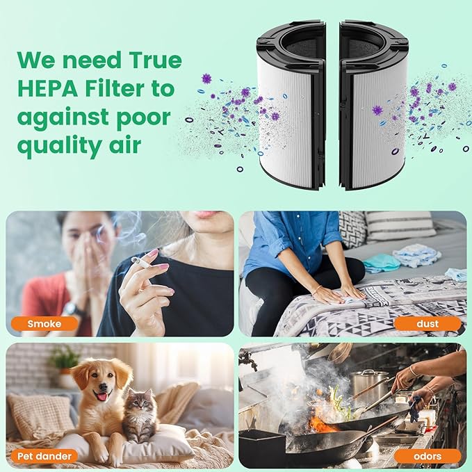 2 Pack 360° Glass HEPA + Activated Carbon Filter Replacement for TP09 TP07 TP06 TP04 TP10 TP4A TP7A HP04 HP06 HP07 HP09 HP10 HP4A HP7A PH01 PH02 PH03 PH04 PH3A DP04 Air Purifier, #965432-01