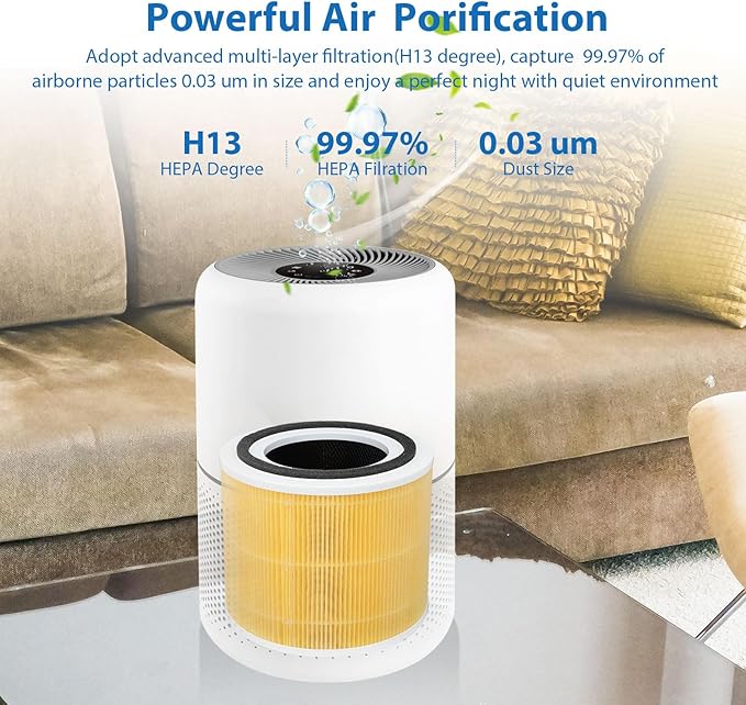 Core 300 Pet Care Replacement Filter, Compatible with LEVOIT Core 300/300S Air Purifier, 3-in-1 H13 Grade, True HEPA Replacement Filter, Compare to Part No. Core 300-RF-PA, Yellow, 2 Pack