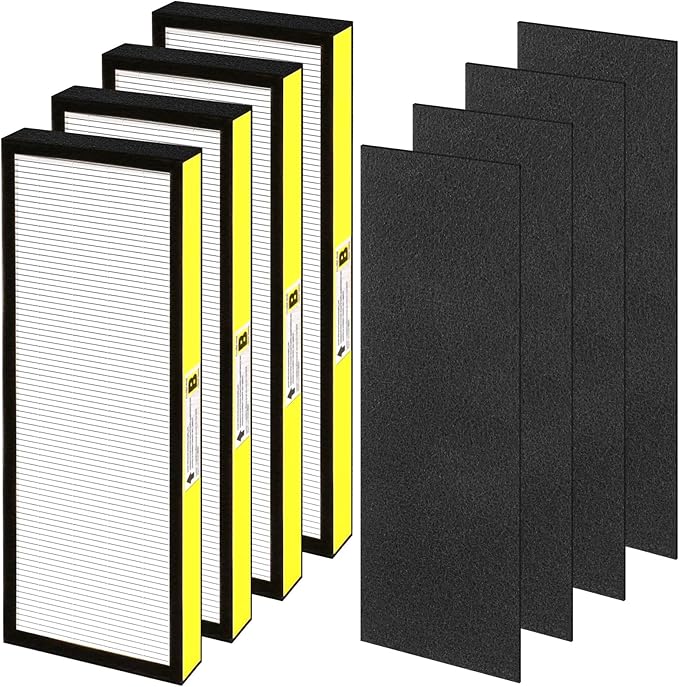 FLT4825 HEPA Filter B Replacement for Germ Guardian Air Purifier Filter Replacement for AC4825 AC4300 AC4800 AC4850 AC4900 Filter Replace, 4 Pack HEPA Filter B + 4 Carbon Pre-Filters