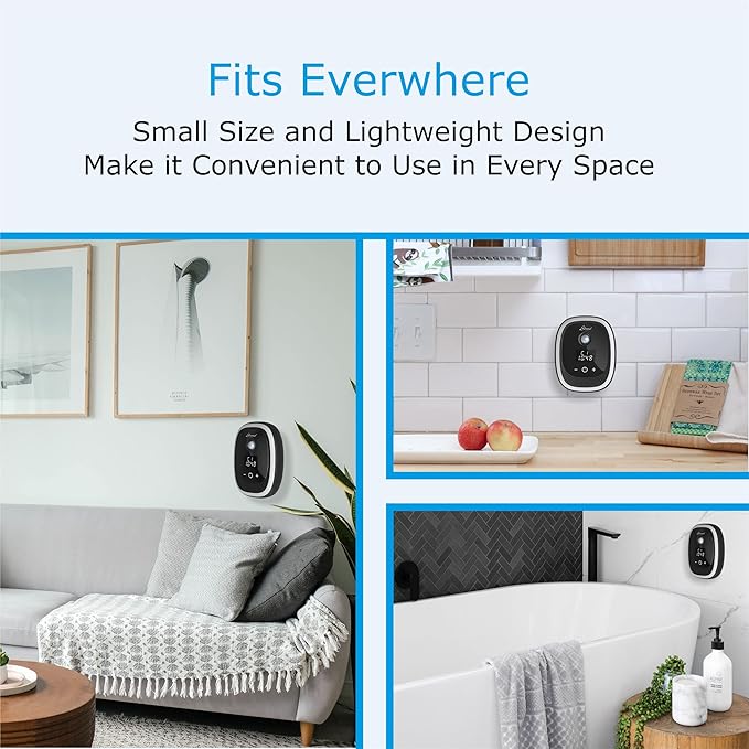 Sirena Air Ionizers for Home Negative Ion Filtration System, Quiet Air Freshener for Bedroom, Kitchen, Removes Odors, Smoke, Dust, Pets, Mini Ionic Air Purifier w/built in Clock and Night Light (1)