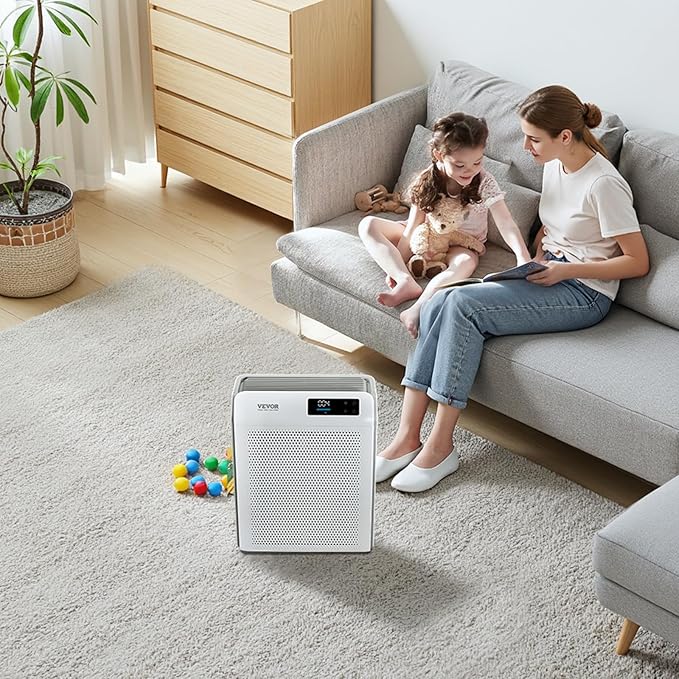 VEVOR Air Purifier for Bedroom Home, H13 HEPA Layer, 1344 ft²/h Smart Air Purifier with Speed Control & Child Lock Guard, Efficient Air Cleaner with Convenient Touch Panel & 22 dB Sleep Mode