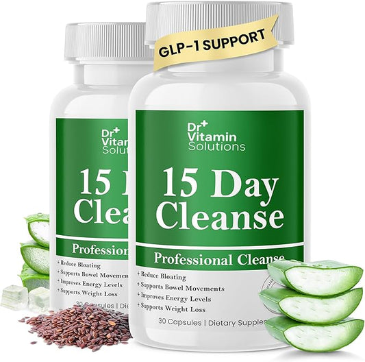 DR VITAMIN SOLUTIONS 15 Day Gut Cleanse Detox for Women w/GLP-1 Support - Natural Colon & Detox Cleanse for Weight Loss - Bloating & Constipation Relief - Flushes Toxins & Supports Immunity - 60 Ct.
