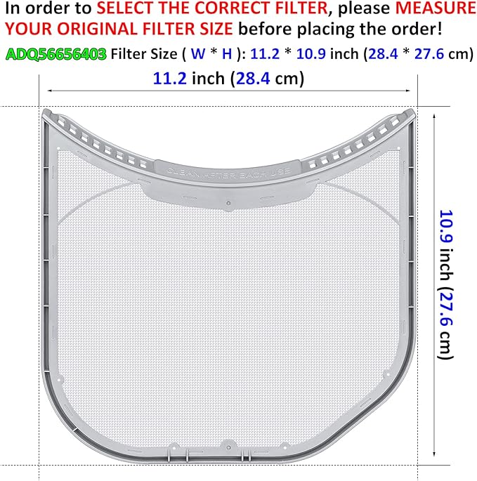 ADQ56656403 Lint Filter Replacement for LG Dryers and WashTowers, Rim without Felt Seal, Ultra Durable Lint Screen Trap with Dryer Vent Lint Brush