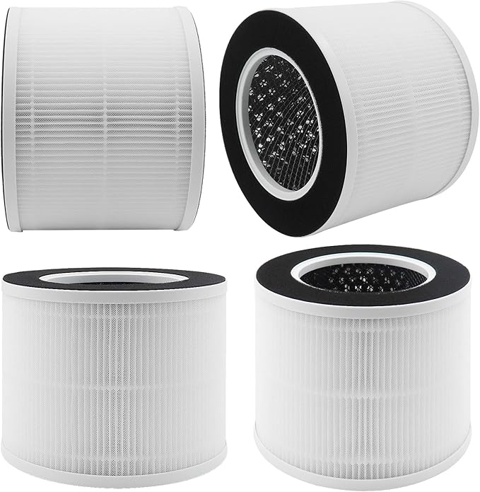 2 Pack True Air Purifier Filter Replacement for RENPHO RP-AP088, Compatible with RP-AP088W RP-AP088B RP-AP088-F1 and RP-AP088-F2, Activated Carbon Filter, White