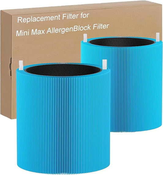 Mini Max AllergenBlock Replacement Filter Compatible with Blue Pure Mini Max AllergenBlock Air Purifier, FMINI Replacement Filter Premium Filter & Activated Carbon Filter,2 Pack