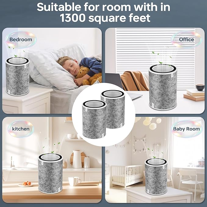 2Pack HP302 HP201 Replacement Filter Compatible with Shark HP201 HP202 HP302 HP301 HC502 AP1000 Air Purifier MAX, True Filter Cleans Up to 99.98% Particles Part # HE2FKBAS, HE2FKBASMB