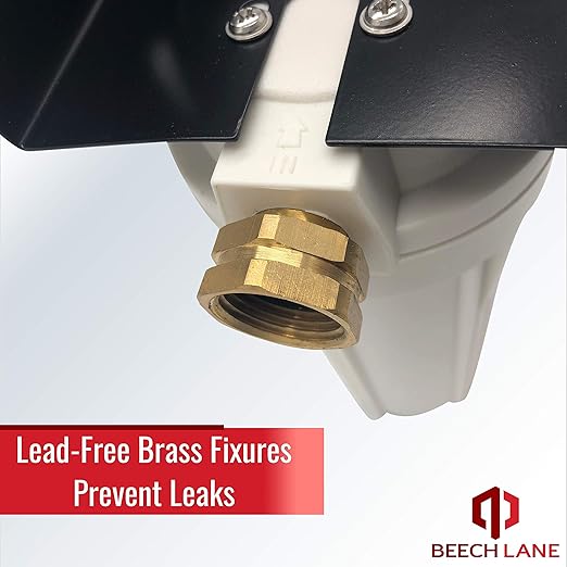 Beech Lane External RV Dual Water Filter System, Leak-Free Brass Fittings, Mounting Bracket and Two Filters Included, Sturdy Construction is Built to Last