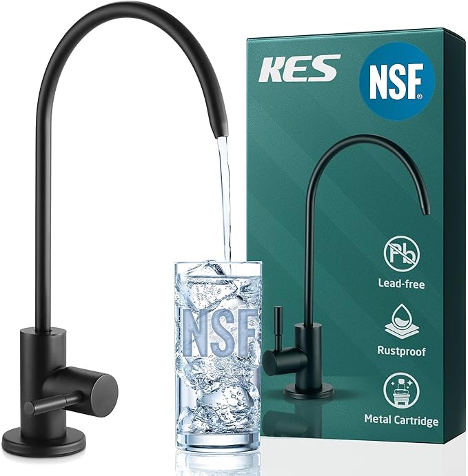 KES NSF Certified Reverse Osmosis Faucet Black RO Lead-Free Water Filter Faucet Drinking Water Faucets Kitchen Faucet 304 Stainless Steel, Z504CLFF18-BK