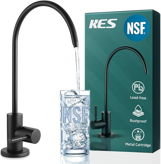 KES NSF Certified Reverse Osmosis Faucet Black RO Lead-Free Water Filter Faucet Drinking Water Faucets Kitchen Faucet 304 Stainless Steel, Z504CLFF18-BK