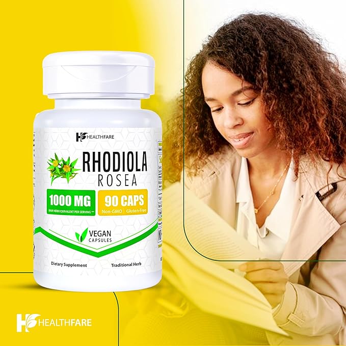Rhodiola Rosea Capsules 1000mg Equivalent | 90 Vegan Capsules | Premium Adaptogen Herbal Supplement | Naturally Sourced | Made in The USA