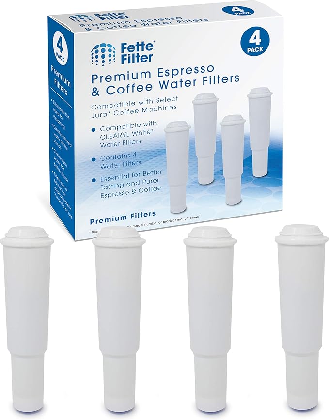 Fette Filter - Coffee Water Filters Compatible with Jura Clearyl White 64553, 7520, 60209, 68739, 62911 Also Compatible with Various Models of Nespresso, Capresso, Impressa Models Pack of 4