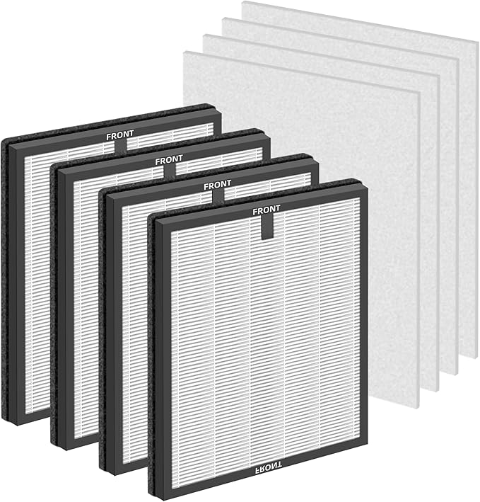 HY4866 True HEPA Replacement Filter for MORENTO Air Purifier and YIOU M1 Air Cleaner Purifier,3-in-1 H13 True HEPA High-Efficiency Activated Carbon Filter,4 Pack