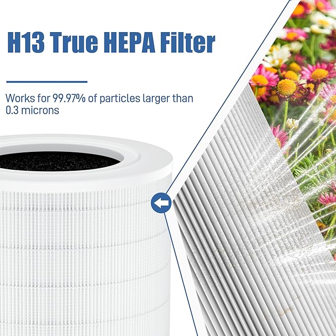 A2001 HEPA Air Purifier Replacement Filter, 3-in-1 H13 True HEPA Activated Carbon Filter,Compatible with A2001 Air Purifier, High Efficiency 0.3 Micron Particle Removal, 2-Pack by NISHCON