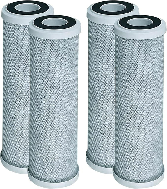 CFS – 4 Pack Radial Flow Carbon Water Filter Cartridges Compatible with CB3, GE FXUVC, FXULC, CBC-10 Models – Removes Bad Taste – Whole House Replacement Filter Cartridge – 0.5 Micron – 10" x 2.5"