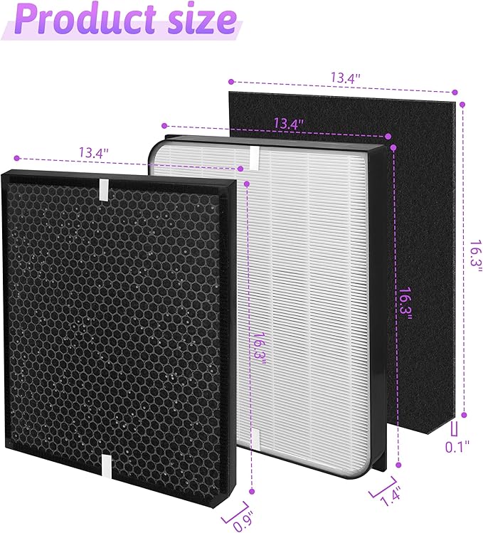 AD3000 Replacement Filter Compatible with Air Doctor 3000 Air Purifier, Fits 3000/3000M/3000Pro, Includes 1 Main Filter, 1 Activated Carbon Filter & 4 Pre-Filters, 6-Pack