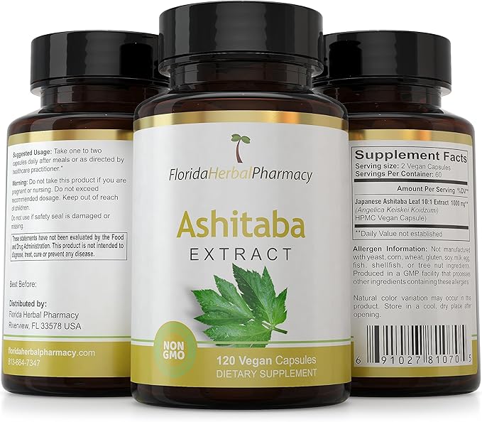 Florida Herbal Pharmacy, Japanese Ashitaba Leaf Extract Capsules 10:1 (120 Capsules) 500 mg per Capsule, 1000 mg Serving