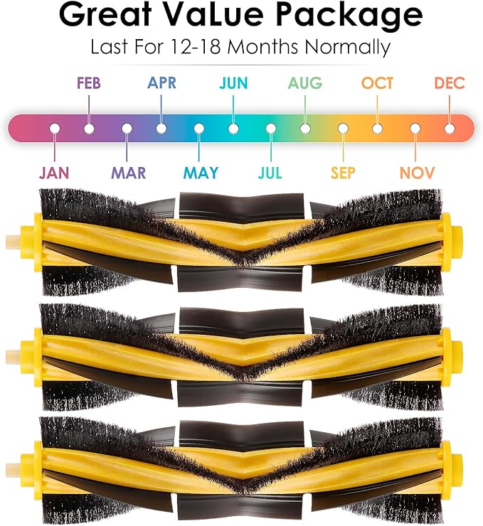 (3 Pieces) N10 Roller Brushes Main Brush Replacement Parts for Ecovacs DEEBOT OZMO N10 N10 Plus 920 950 T8 AIVI Max T9 T5 N5 N7 N8+ N8 Pro DX55 DX93 DJ65 Roller Brush