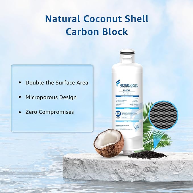 Filterlogic DA97-17376B Refrigerator Water Filte, Replacement for Samsung® HAF-QIN/EXP, DA97-08006C, RF28R7201SR, RF28R7351SG, 4 Pack