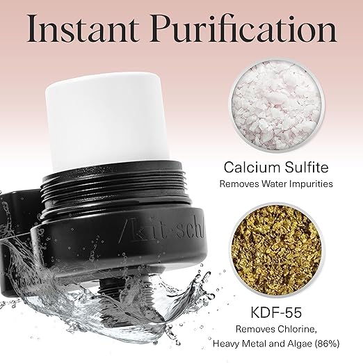 Kitsch Shower Head Filter For Hard Water – Water Softener & Removes Heavy Metals – Shower Filter for Softer Skin & Hair, Bathroom Accessories - Black