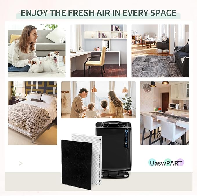 Aera-Max 200 HEPA Filter Replacement 9287101 Compatible with Fellowes AeraMax 190/200/DX55 Air Clean Purifiers HEPA Filter, 3X H13 HEPA & 6X Extra Carbon Pre-Filters (9324101)