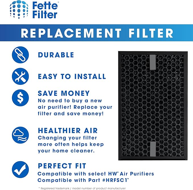 Fette Filter - HRFSC1 Activated Carbon Filter Compatible with Honeywell Filter S HRFSC1 for Honeywell HPA3000 PowerPlus and HPA5000 Insight Series Air Purifier - Pack of 1