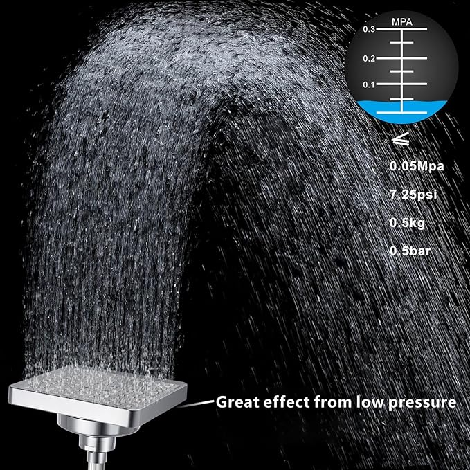 High Pressure Rain Shower Head with Filtered - 6" Square Showerhead Filter for Remove Chlorine and Harmful Substances, Improve Hair and Skin Problems, Chrome