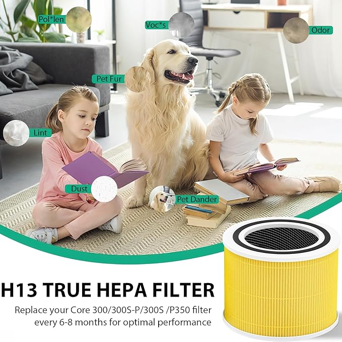 Core 300 Pet Care Replacement Filter for LEVOIT Core 300/300-P / 300S-P / 300S VortexAir Air Purifier,300 Pet Aller-gy Air Filter, 3 in 1 H13 True HEPA Filter,300-RF-PA, 2Pack
