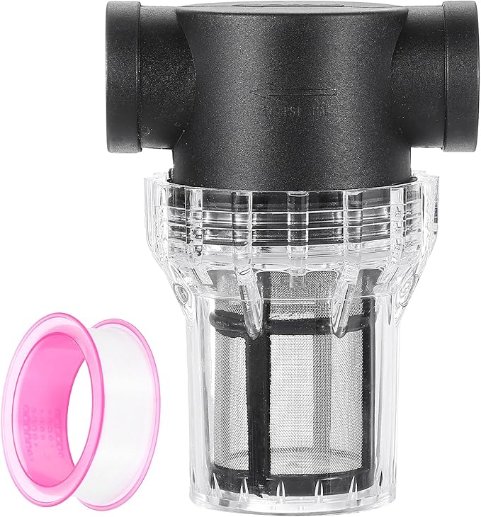 uxcell Pressure Washer Filter 3/4" NPT Female Thread, Inline Mesh Strainer Attachment, Stainless Steel Screen with Sealant Tape for Outdoor Gardening Inlet Water (Size:80 Mesh)