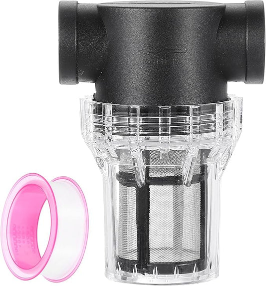 uxcell Pressure Washer Filter 3/4" NPT Female Thread, Inline Mesh Strainer Attachment, Stainless Steel Screen with Sealant Tape for Outdoor Gardening Inlet Water (Size:80 Mesh)