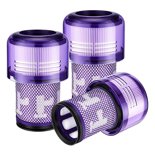 3-Pack V12 Vacuum Filter Replacement Compatible for Dyson V12 Detect Slim, Animal, Slim+ & Absolute – Part No. 971517-01, Compatible with Dyson SV34, SV35 Models