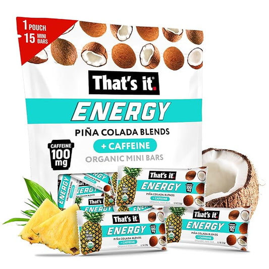 That’s it. Piña Colada Energy Mini Bars | 100mg Natural Caffeine |Pineapple Coconut| Allergy-Friendly, Organic, Non-GMO, Gluten-Free Snacks | 15 Count
