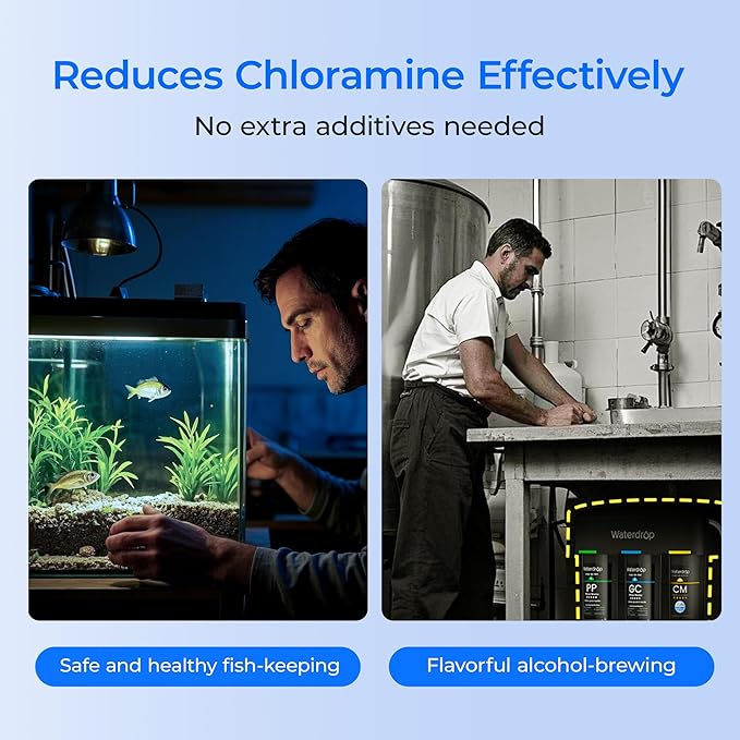 Waterdrop TSB-CM Under Sink Water Filter System Reduce Chloramine for CA, FL and Washington, D.C., NSF/ANSI 42 Certified Element, Reduces Chloramine, Chlorine, with Brushed Nickel Faucet