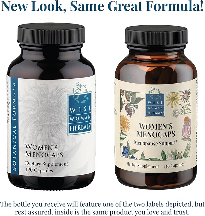 Wise Woman Herbals Women's Menocaps Non-GMO Herbal Blend for Menopause Support, Hot Flashes, Night Sweats, Mood Support, Emotional Balance, Hormonal Support 120 Veg Caps