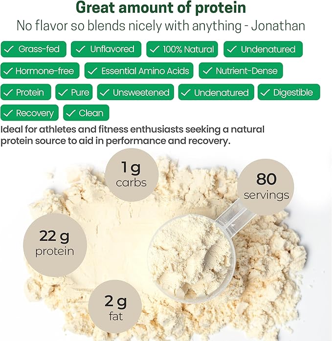 Z Natural Foods Grass-Fed Whey Protein Concentrate - Clean Whey Protein Powder from New Zealand - Cold Processed Pure Whey Protein with Essential Amino Acids for Nutrition & Fitness, Unflavored, 5 lbs