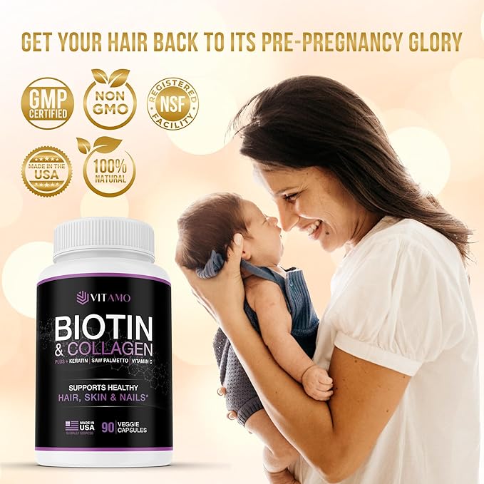 Vitamo Hair Growth Vitamins for Women | Hyaluronic Acid & 50,000 mcg B-Complex (B1, B2, B3, B6, B7) | Biotin and Collagen | Keratin – Advanced Supplement for Hair, Skin & Nails | 90 Capsules