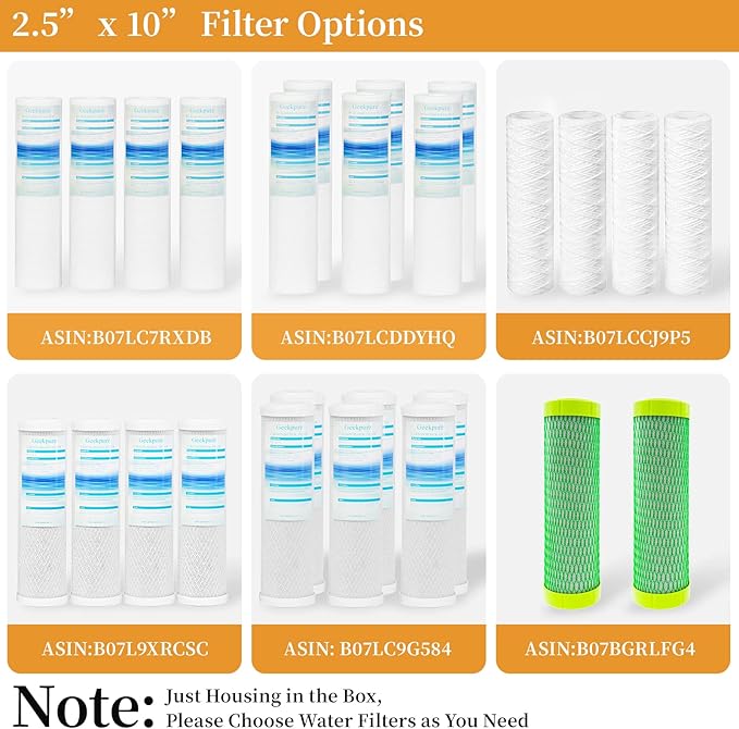 Geekpure 10 Inch Reverse Osmosis Water Filter Housing for RO Filtration System -1/4" Port-2.5"